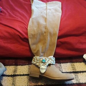 Tan boots thigh high